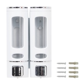 Shampoo Dispenser for Shower Pump Wall Mounted, Refillable Shampoo and Conditioner Bottles 2 Chamber, Hand Soap Dispenser Shampoo Holder Set for Bathroom Kitchen Hotel