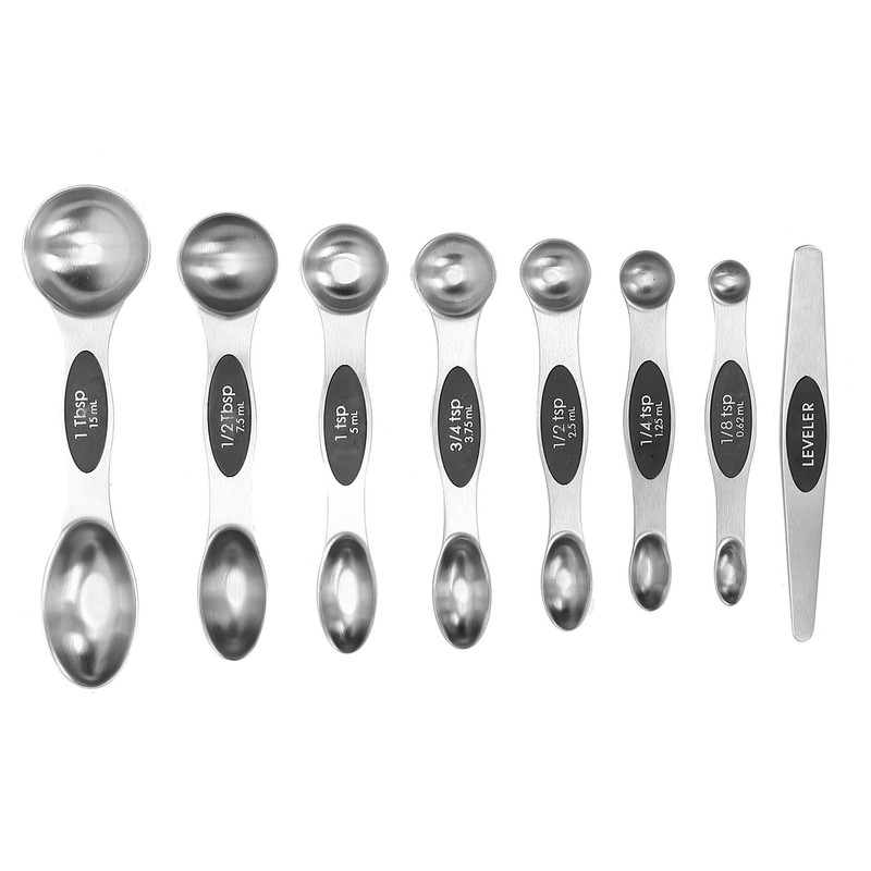 Measuring Spoon Set Double Head Magnetic Scoop with Black Handle