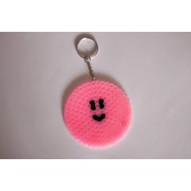 Handmade Perler Bead Keychains Kirby Franchise Pink Glow-in-the-Da