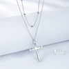 REIOT Cross Necklace for Women, 925 Sterling Silver Layered Necklace,