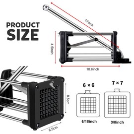 Votron French Fry Cutter Potato Cutter Stainless Steel with 2 Size Durable Blades for Vegetables, Potato, Onions, Carrots, Cucumbers, Fruits, Apples