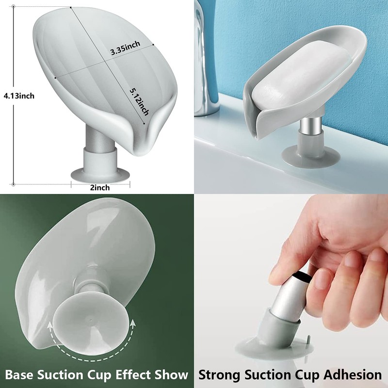 2 Pack Soap Holder Self Draining Soap Dish Sponge Holder