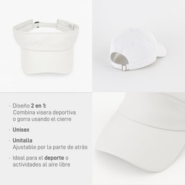 Gorra Visera Sport 2 en 1 para Hombre y Mujer | Diseño Convertible de Visera a Gorra | Ajustable y Unisex | Tela Dry Fit Transpirable y Ligera | Ideal para Deporte y Actividades al Aire Libre