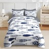 Nesker 5 Pcs Comforter Set Twin Size, Fish Nautical Blue