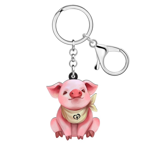 BAMAY Cute Pig Keychain Pink Piggy Gifts for Women Girls