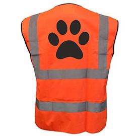 Dog Paw Orange Hi Vis Viz Safety Vest Waistcoat For Humans Reflective High Visibility, Dog Walker, EN471 BS, Large