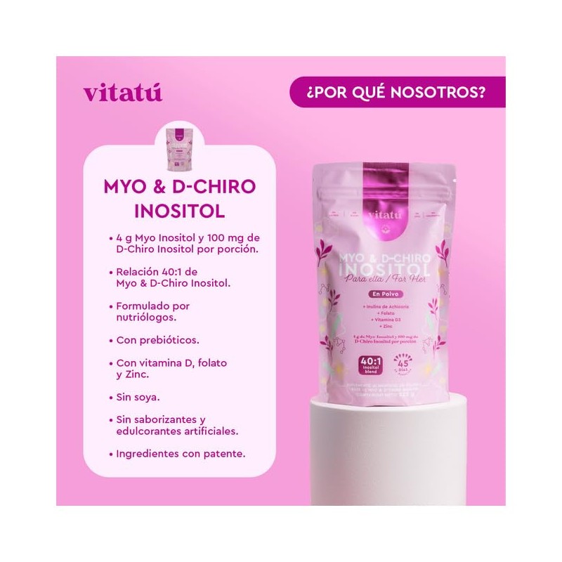 Vitatú Myo Inositol Chiro Mezcla Folato Vitamina Zinc Suplemento Alimenticio