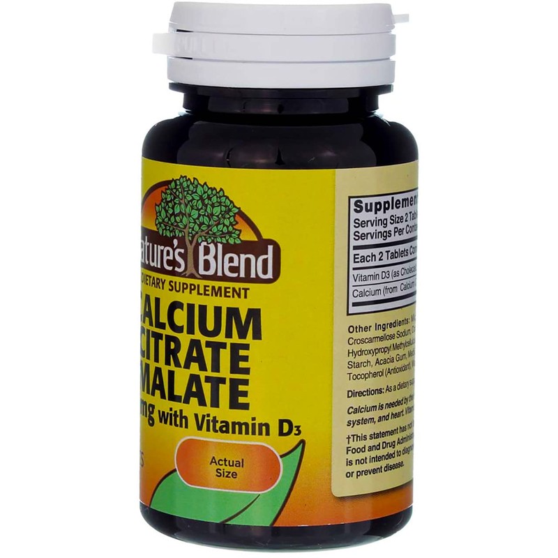 Nature`s Blend Calcium Citrate With D 500Mg Tablets 60 Ct