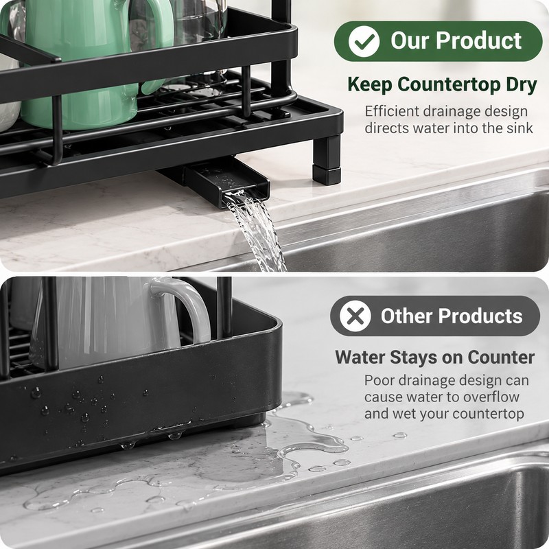 Expandable Dish Drying Rack for Kitchen Counter – Adjustable Dish