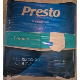 DRYLOCK TECHNOLOGIES LTD Presto Moderate   Brief Breathable Medium 58" to 64" 15 pieces  xl