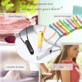 Ashes Urn Necklace Men Women Memorial Keepsake Jewelry Minimalist Rectangle Bar Stainless Steel Pendant Cremation Necklace