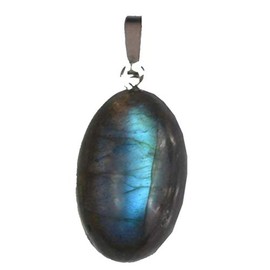 Labradorite Stone Pendant Small for Men and Women Real Gemstone Jewellery Healing Stone Chain Pendant with Silver Eyelet