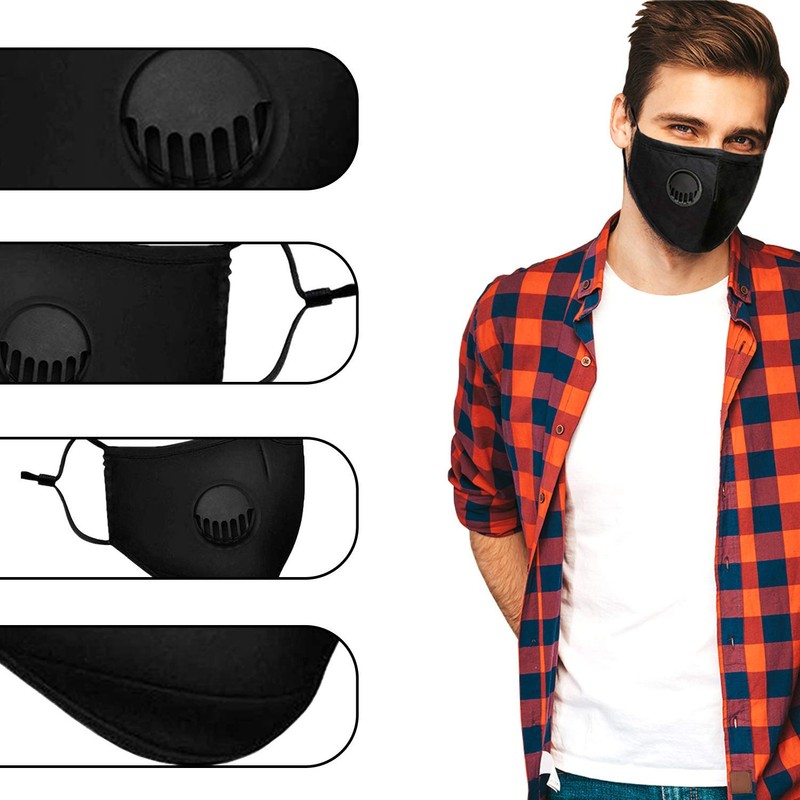 Black Face Mask Reusable Washable Face Mask (Black), without Filter