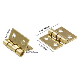 Zorveiio 50Pcs Small Brass Hinges,Pure Copper Butt Hinge,0.31"x0.39" Gold Mini Hinges,Tiny Hinges for Mini Cabinet Jewelry Wooden Box,Doll House DIY Hinges with Mounting Screws