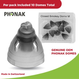 Phonak Closed Smokey Dome Medium (0.31 inch=8mm) 10 Domes, Genuine OEM Switzerland Replacement by Sonova, Hearing Aid Domes for Standard 2 Pin Receiver Accessories -1 Pack/10 Domes Total