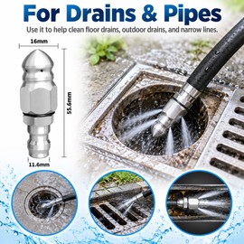 Sewer Jetter Nozzle Kit for Pressure Washer Use – Stainless Steel Drain Cleaning Heads with Quick Connector