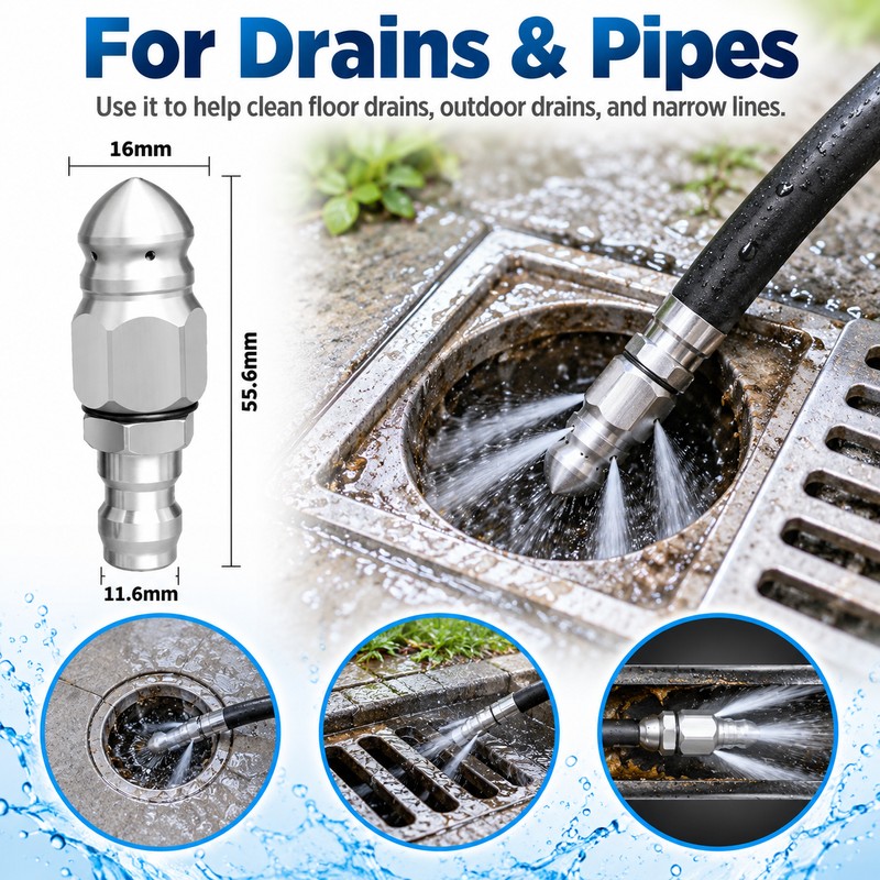Sewer Jetter Nozzle Kit for Pressure Washer Use – Stainless