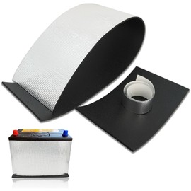 JUEWUCB Universal Car Battery Insulation Blanket Heat Shield Blanket for Extreme Temperature Protection Thermal Wrap with Universal Fit for Truck, RV, 4WD Vehicles & Automotive Batteries 40"x7" (1Kit)