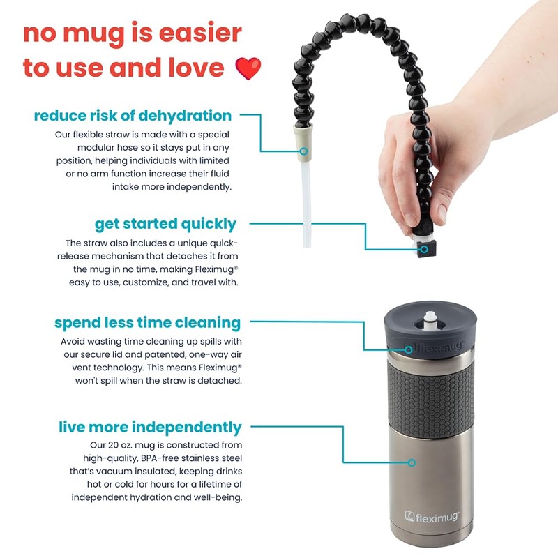 Fleximug Hands Free Drinking Mug - 36 Inch Straw