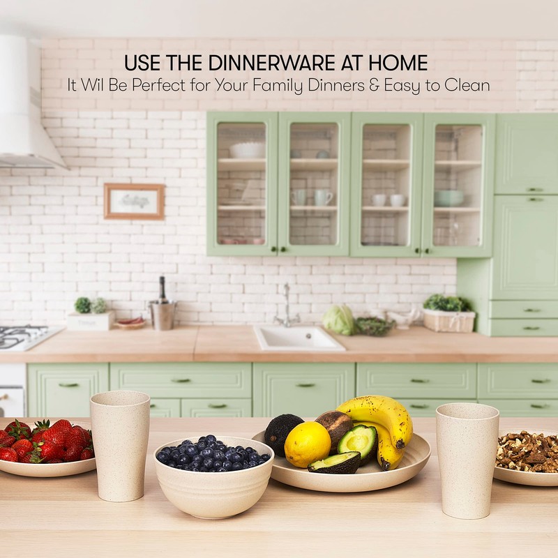 Wheat Straw Dinnerware Sets | Unbreakable Dinnerware Sets | Dishwasher