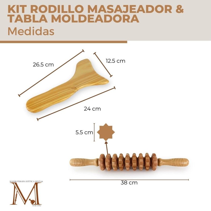 Maderotherapy Professional Body Kit with Cellulite Massage Roller and Body