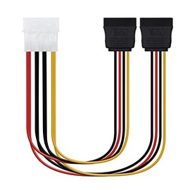 20cm SATA Power Cable with One 5.25 Male (Molex 4pin) and Two SATA/H Connectors Ideal for connecting hard drives and SSD drives with efficiency and security to a