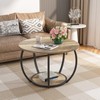 GreenForest Round Coffee Table with 2-Tier Open Storage, 27.6 inch