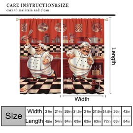 Kitchen Chef with Gourmet Curtain Abstract Funny Chef Kitchen Cook Theme Decor Window Treatment for Bedroom Living Room Window Drapes 42" W X 45" L
