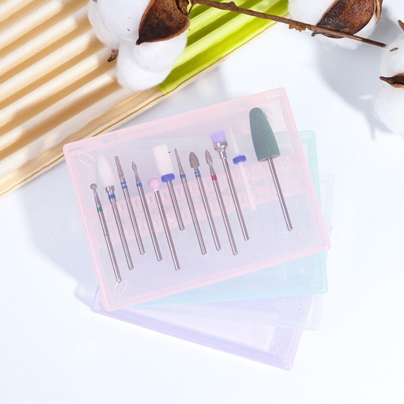 Outanaya 4pcs Nail Kit Grinding Heads Organizer Manicure Tool Boxes