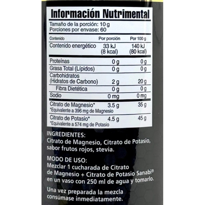Citrato De Magnesio Y Citrato De Potasio 600 G Frutos