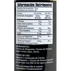Citrato De Magnesio Y Citrato De Potasio 600 G Frutos Rojos Frutos Rojos