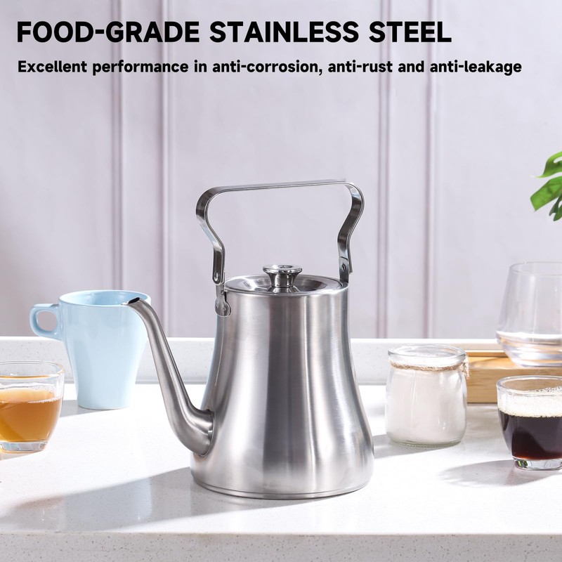 GURUDAR 68OZ/2000ML Stainless Steel Teapot with Removable Infuser for Loose