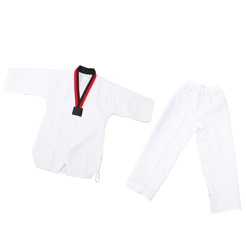 Taekwondo Uniform Striped Model Polyester Cotton with Belt Martial Arts