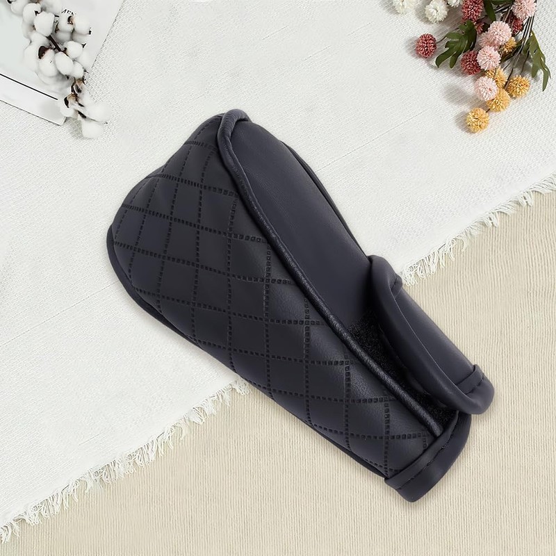 CALFOVERA Black Gear Knob Covers PU Leather Waterproof Non Slip