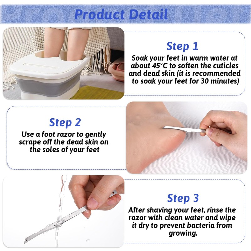 8 PCS Foot Scraper for Dead Skin Callus Removal, Stainless