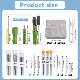 Lokunn Needle Felting Kit, Felting Pad Needle Felting Tools Felting Mat Needle Felting Supplies with Felting Needles Finger Guards Wooden Handle Scissor Bag for Beginner Professional DIY