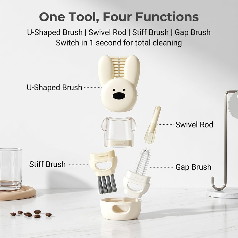 4 in 1 Cup Lid Brush Set Multifunctional Bottle Gap