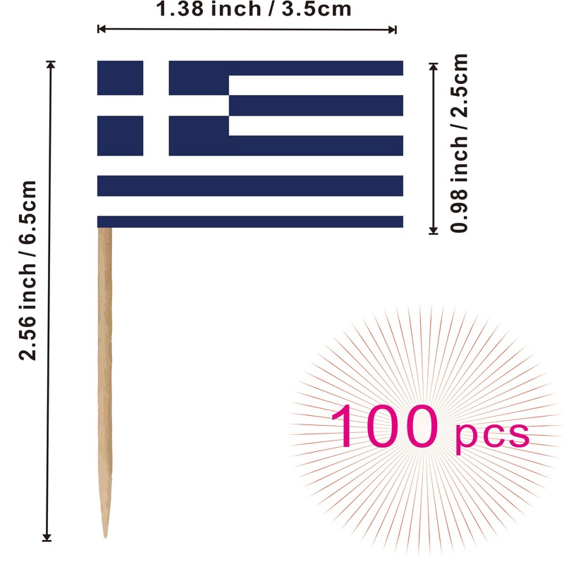 Greece Toothpick Flag Greek National Small Mini Cocktail Fruit Cupcakes