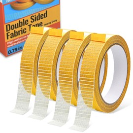 YINTTIAN Double Sided Fabric Tape Heavy Duty for Hem, Fashion Dress, Cloth, Curtains, High Adhesive Sticky but Removable, No Sewing or Ironing Need, 0.79in x 33FT/10m x 4Rolls