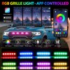 4PCS LED RGB Grille Lights, Universal Clip-On Front Grill Lights