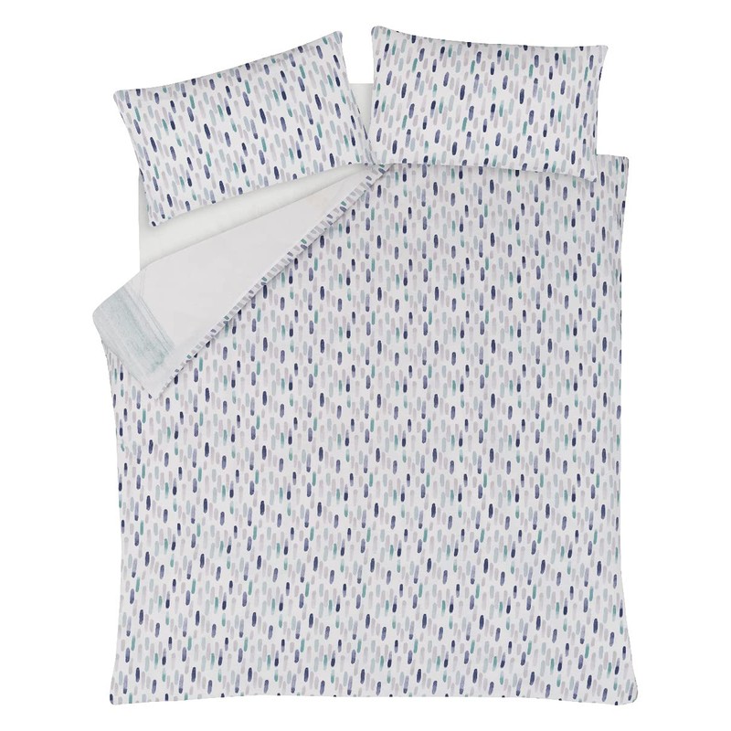 Sleepdown Abstract Brush Strokes White Teal Navy Reversible Duvet Cover