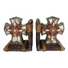 Rustic Western Star Turquoise Birchwood Birch Tree Cross Decorative Bookends
