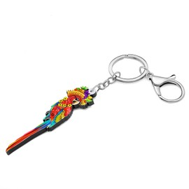 LONYOO Acrylic Macaw Parrot Bird Keychain Wallet Car Key Chain Rings Jewelry Summer Scarlet Parrot Gifts for Women Girls (Multicolor 110)