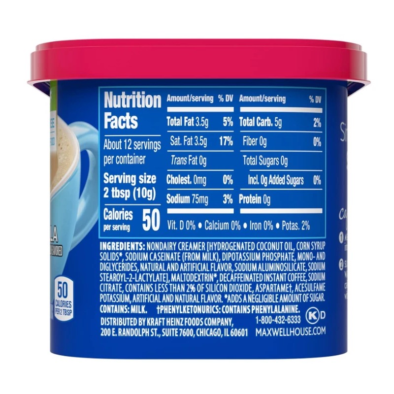 Maxwell House International Sugar-Free French Vanilla Café-Style Decaf Instan...