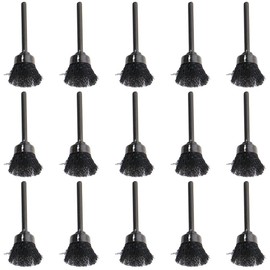 Fudeshe 15PCS Stainless Steel Wire Brush,Mini Brush with Handle,High Carbon Steel Wire Drill Brush Wire Brush