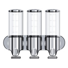 YIAOZ 3 in 1 Chamber Wall Mounted BathroomShower Pump Dispenser,Dispensers for The Shower,Shampoo and Conditioner Dispenser,Shower Dispenser 3 Chamber no Drill(17.6 oz Triple,Colourless)