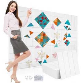SmoothNovelty 12 Pcs Quilting Design Wall Panels 11.8 x 11.8 x 0.35 Inch Quilt Design Board with 100 Pcs Push Pins Portable for Hold Fabric Firmly Craft Sew Display Sewing Quilt Block Projects