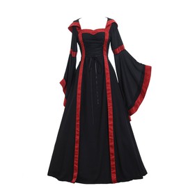 CosplayDiy Women's Gothic Victorian Witch Vampire Dress Medieval Renaissance Hooded Cosplay Gown Dress XS