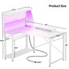 Homieasy Small Gaming Desk with Power Outlets Pegboard LED Light,