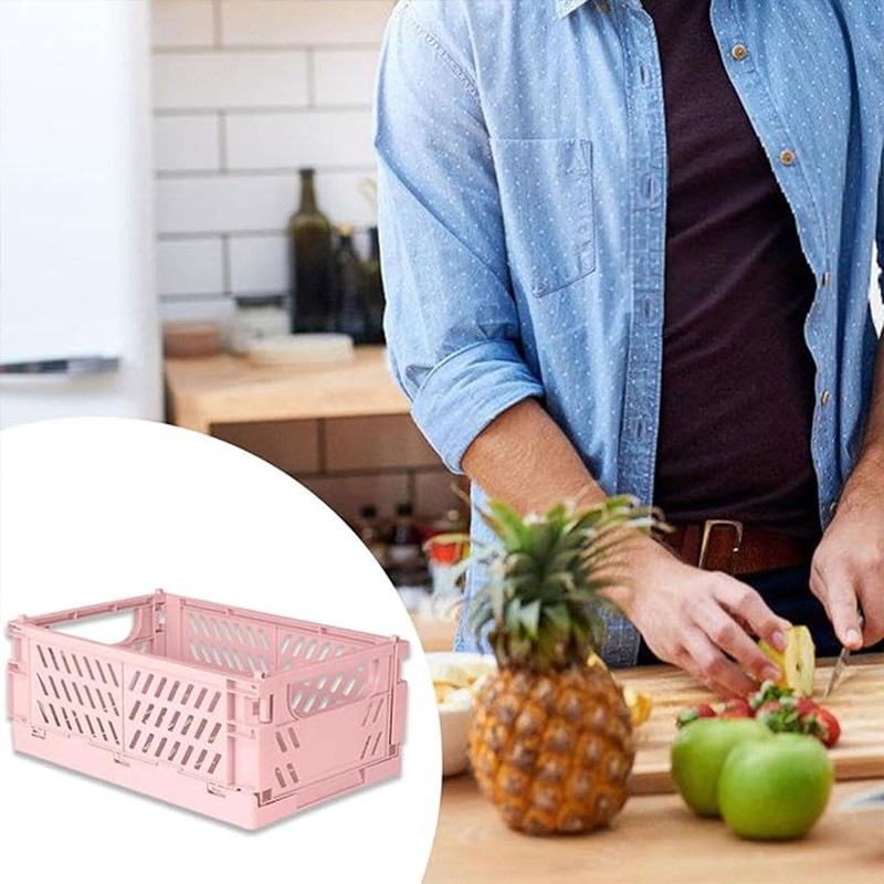 AIMALL 4PCS Foldable Desktop Storage Box, Stackable Small Plastic Organizer